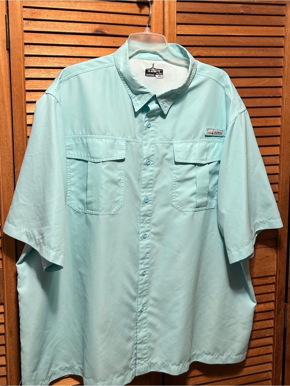 Habitat Aqua Short Sleeve Button Down Fishing Outdoors Shirt